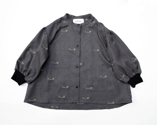 《michirico 2026AW》Safety pin embroidery shirts / dark gray / L・XL・XXL