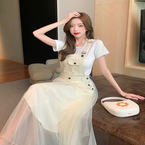 【送料無料】 ロングワンピ サスペンダー サロペット 2色 Aライン フレア プルオーバー 透け感 シースルー 異素材切り替え ドッキング 薄手生地 エレガント 可愛い 大人可愛い きれいめ シンプル カジュアル シック コンサバ 華やか 大人 上品 おしゃれ お洒落 主役級 こなれ感 高見え フェミニン ガーリー 無地 春 夏 レディース 女性用 ママ 30代 40代 デート お出かけ 女子会 お呼ばれ 休日 お茶会 授業参観 着回し 普段使い ファッション 体型カバー 定番 垢抜け ママ服