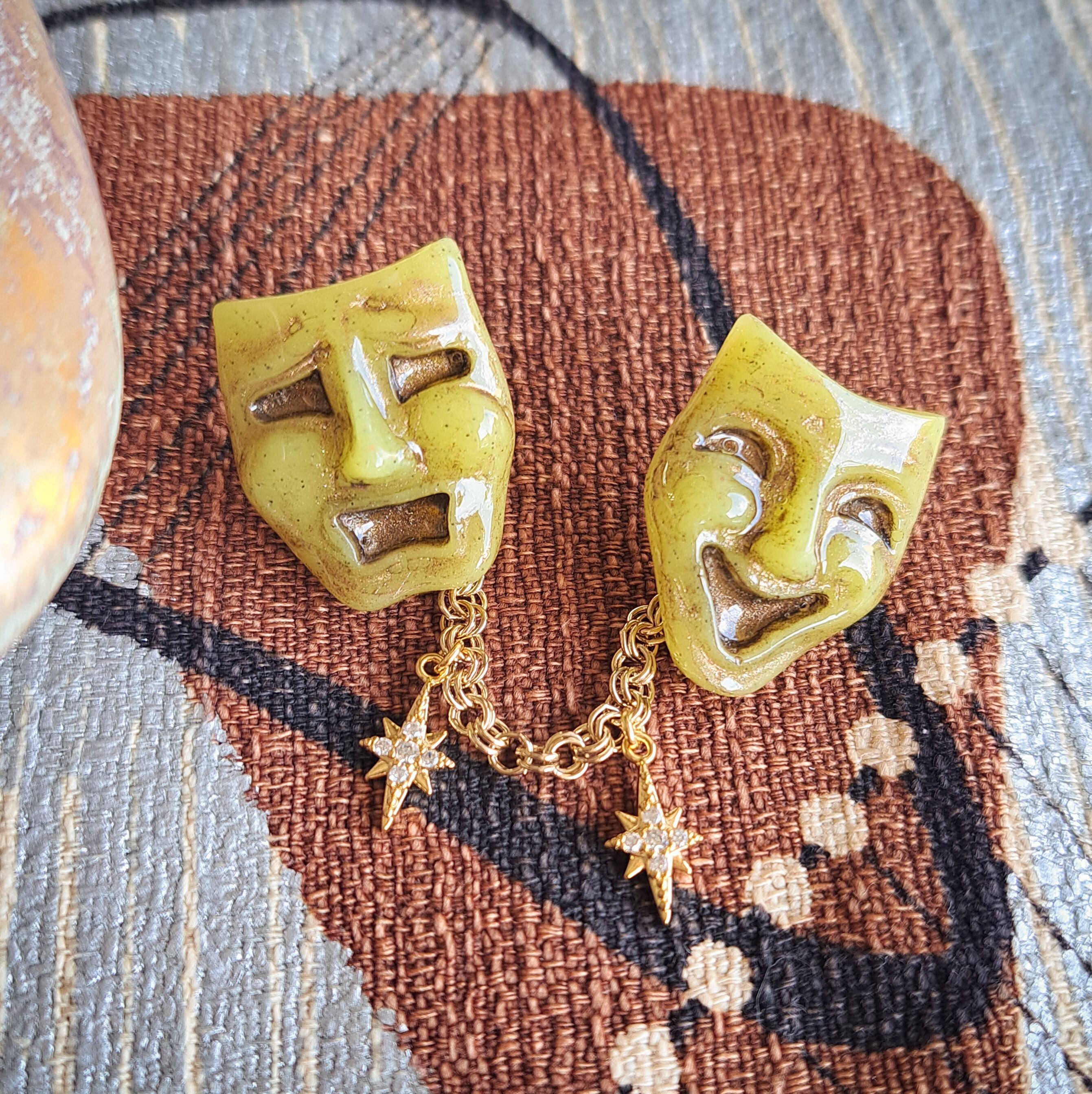 ✴Two Face ＆ Starburst Double Pins✴【Mustard】/Rockabilly