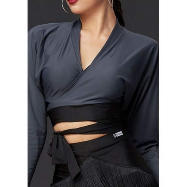 ウエストリボン Vネック クロップド  トップス 1col　D00058