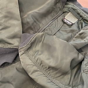 【Alpha Industries】80s USA製 旧タグ MA-1 レプリカ フライトジャケット ブルゾン ミリタリー IDEAL ZIP Lサイズ us古着