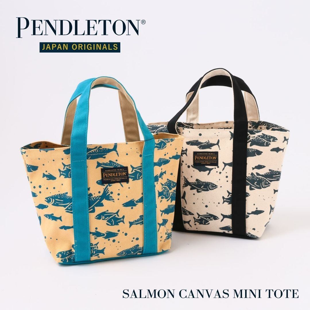 ペンドルトン サーモン・キャンバスミニトートバッグ レディース メンズ トートバッグ ミニトート ハンドバッグ ブランド PENDLETON バッグ マチあり 小さめ ミニ おしゃれ かわいい ブルー ブラック PDT-000-261015 Sl022