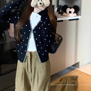 Vネックステッチドットカーデ ・75694