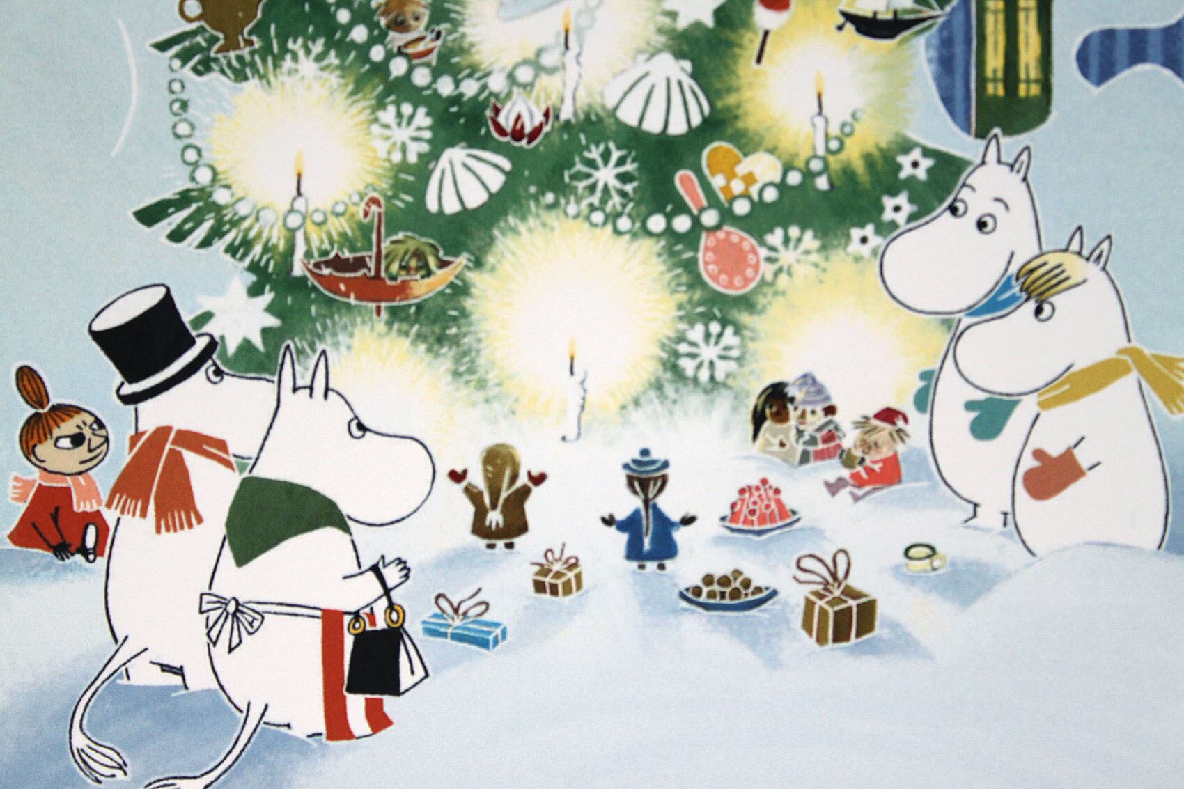 ムーミン 北欧 Postery 「ムーミンとクリスマス」送料無料 フレーム 展示用フック付アートポスター 絵画 インテリア アート