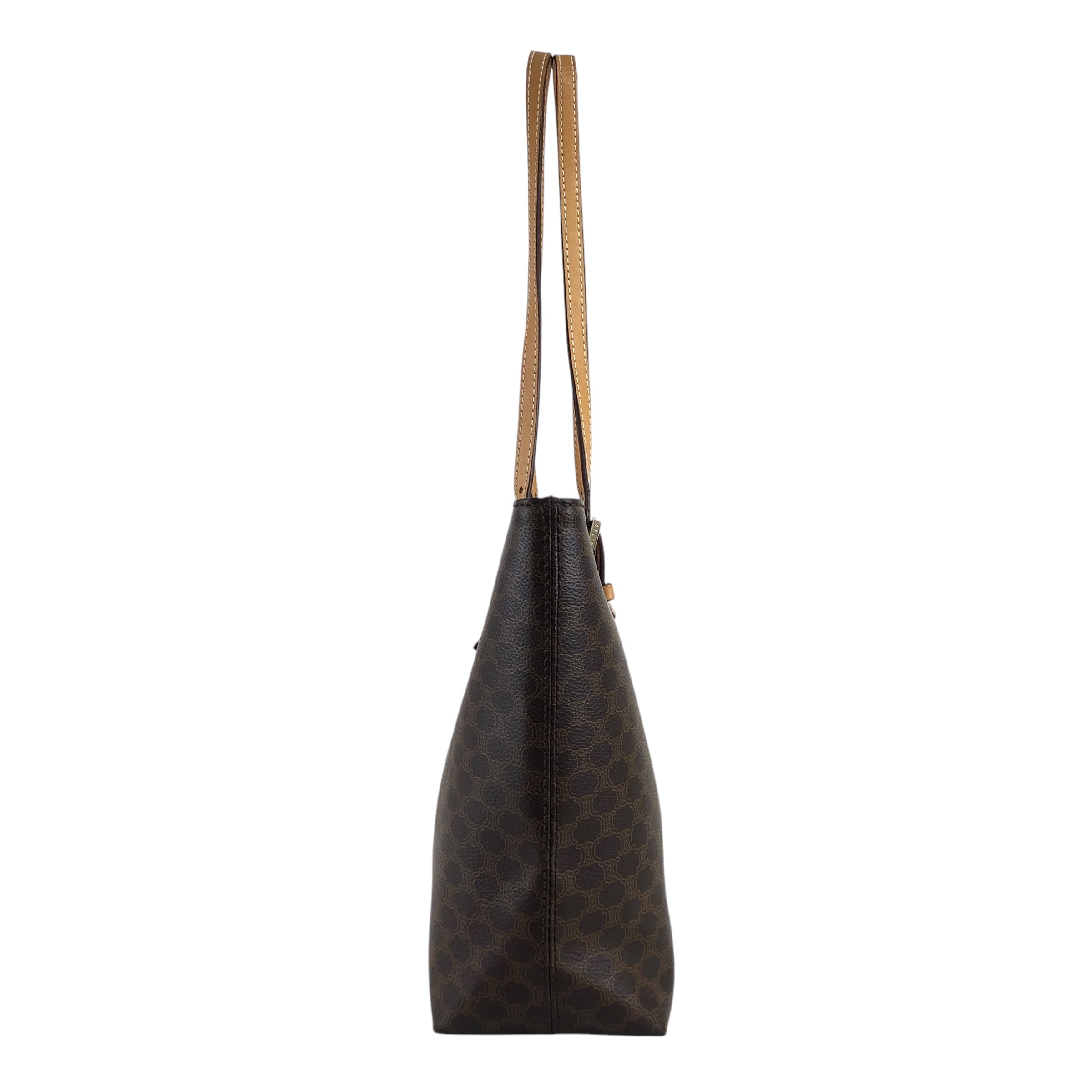 CELINE セリーヌ マカダム ハンドバッグ ブラウン PVC/レザー トート