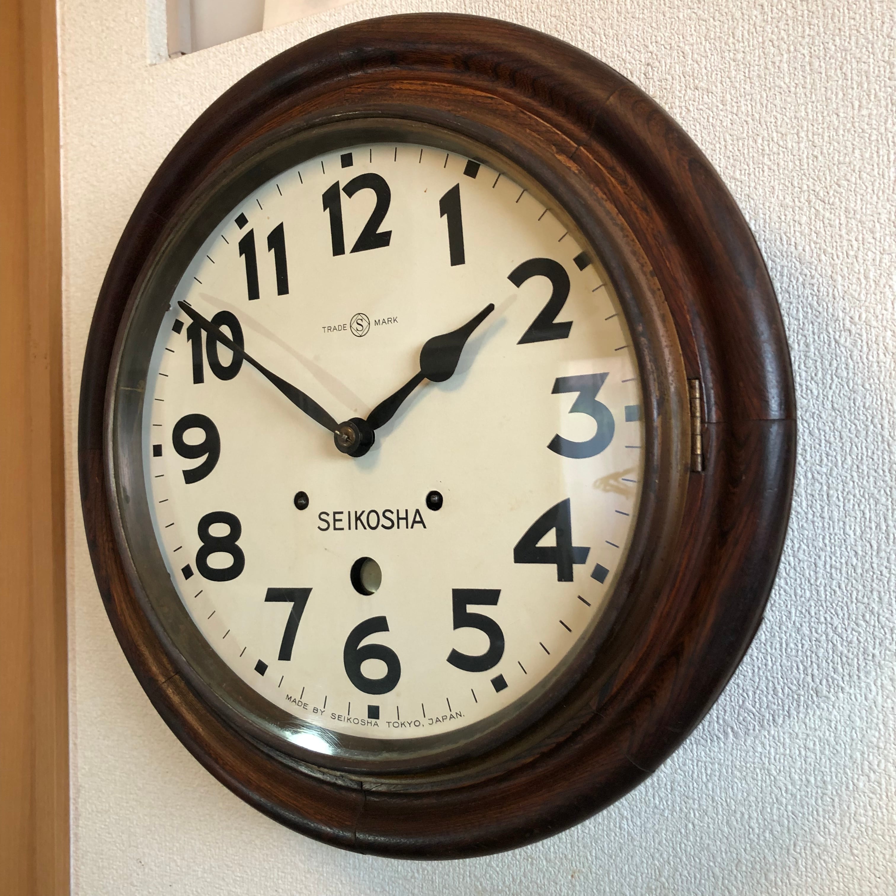 昭和初期頃 精工舎 小窓付き丸型グレシャム型掛時計 オーバーホール