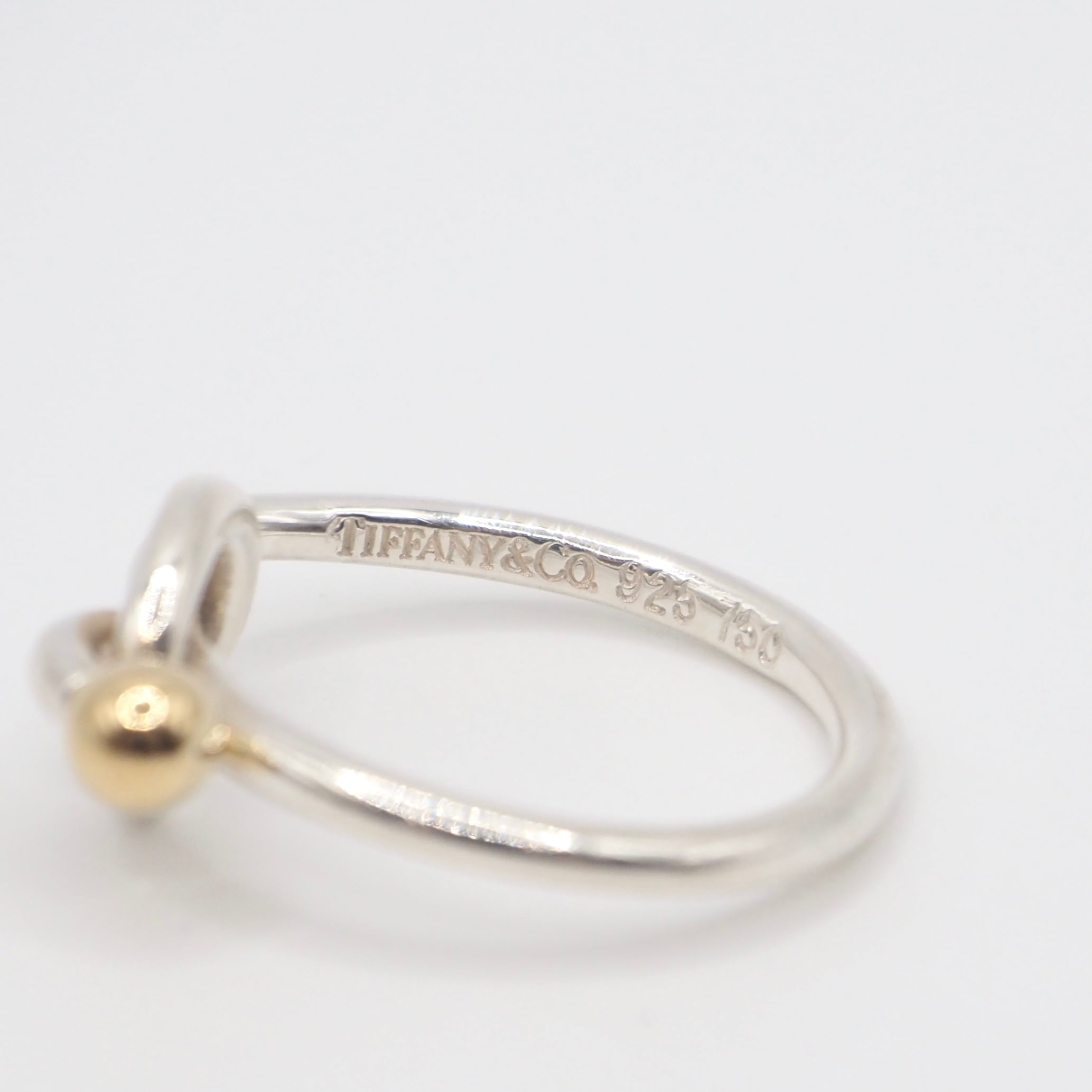 Tiffany&Co. 約11.5号 ラブノット リング シルバー925 K18