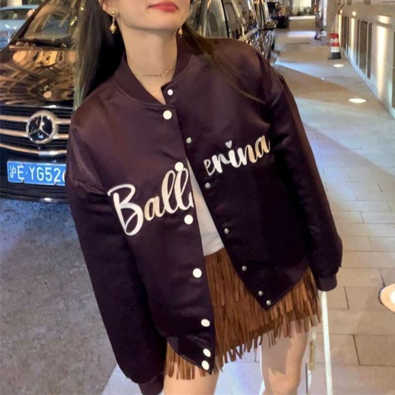 Embroidered logo baseball jacket 00516