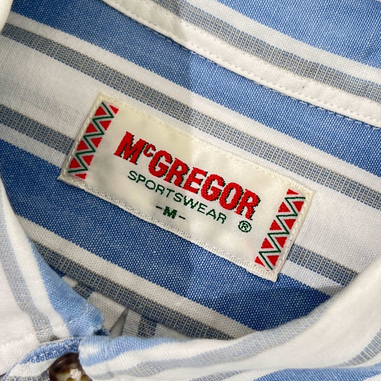 90s McGREGOR マクレガー ストライプ 長袖シャツ M/ブルー×ホワイト系 メンズ ビンテージ