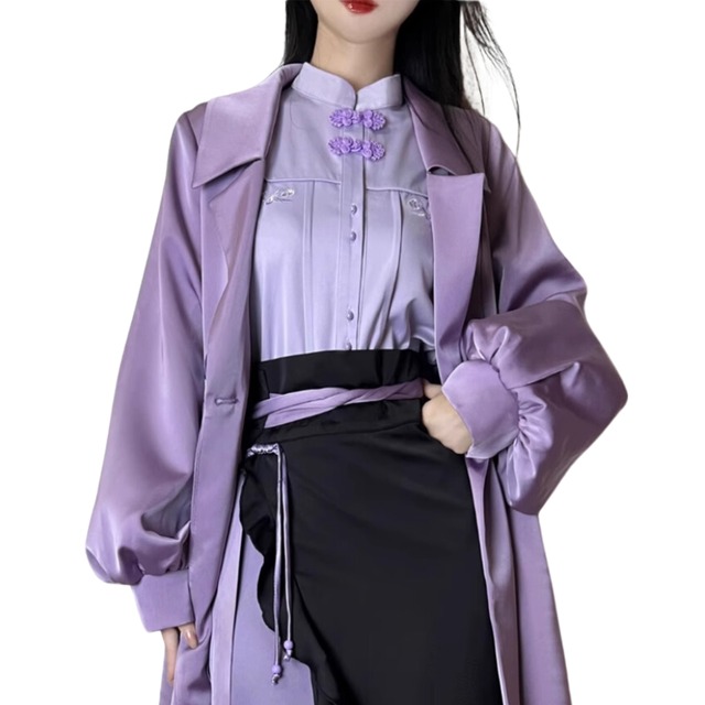 ゴスロリ通販 With U ファッション 中華ロリータ 華ロリ 長袖シャツ アイリスカラー 控えめ 秋服 大人かわいい レトロ 原宿ファッション