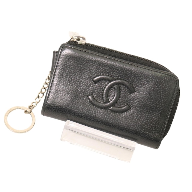 【最終処分SALE】CHANEL シャネル ココマーク キャビアスキン キーケース カードケース ブラック A-7227
