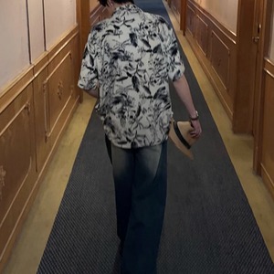 キューバカラービーチ花柄半袖シャツ　0729