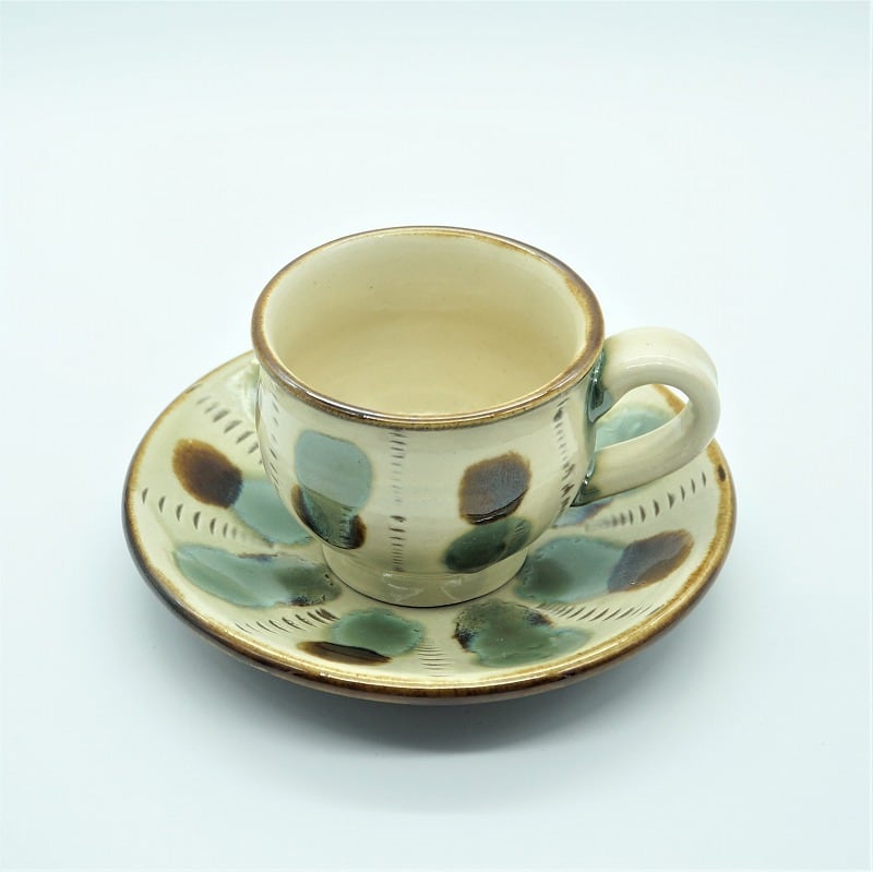 コーヒーカップ＆ソーサー 三彩【幸陶器】 | やちむんと琉球ガラスなど