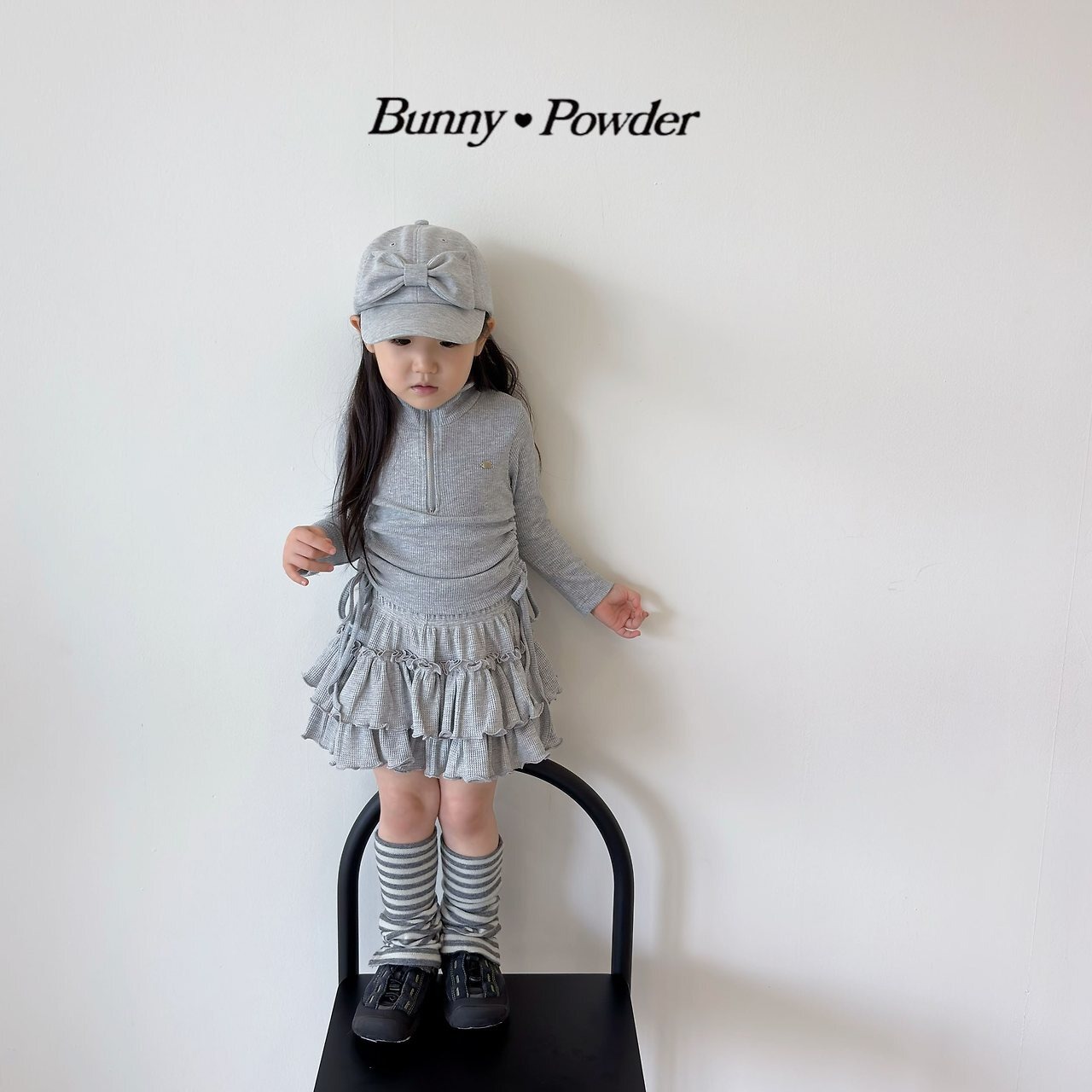 ivory S［即納］ any half zipup tee 26autumn/ bunny powder