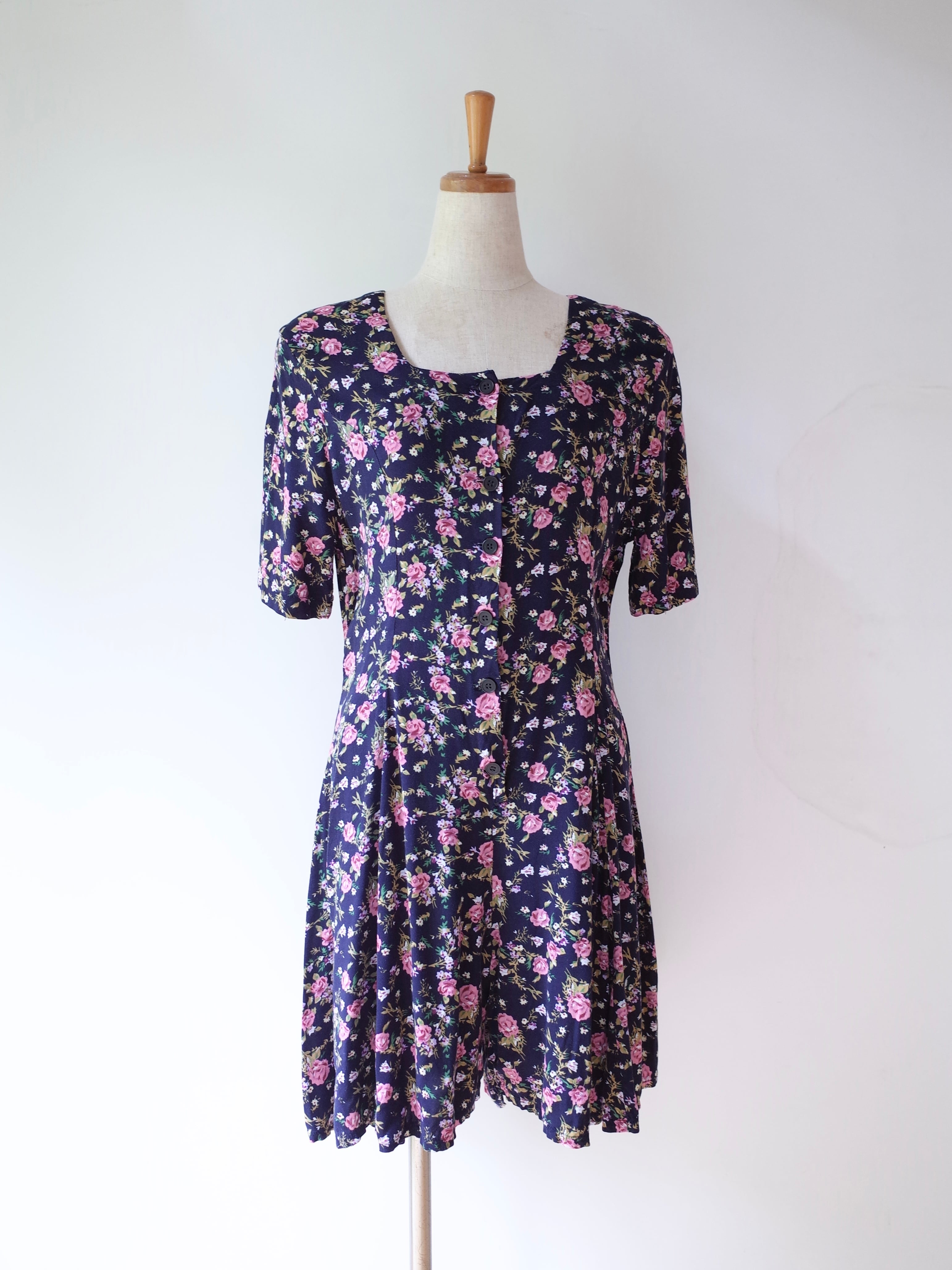 90s Floral Rayon Short Salopette
