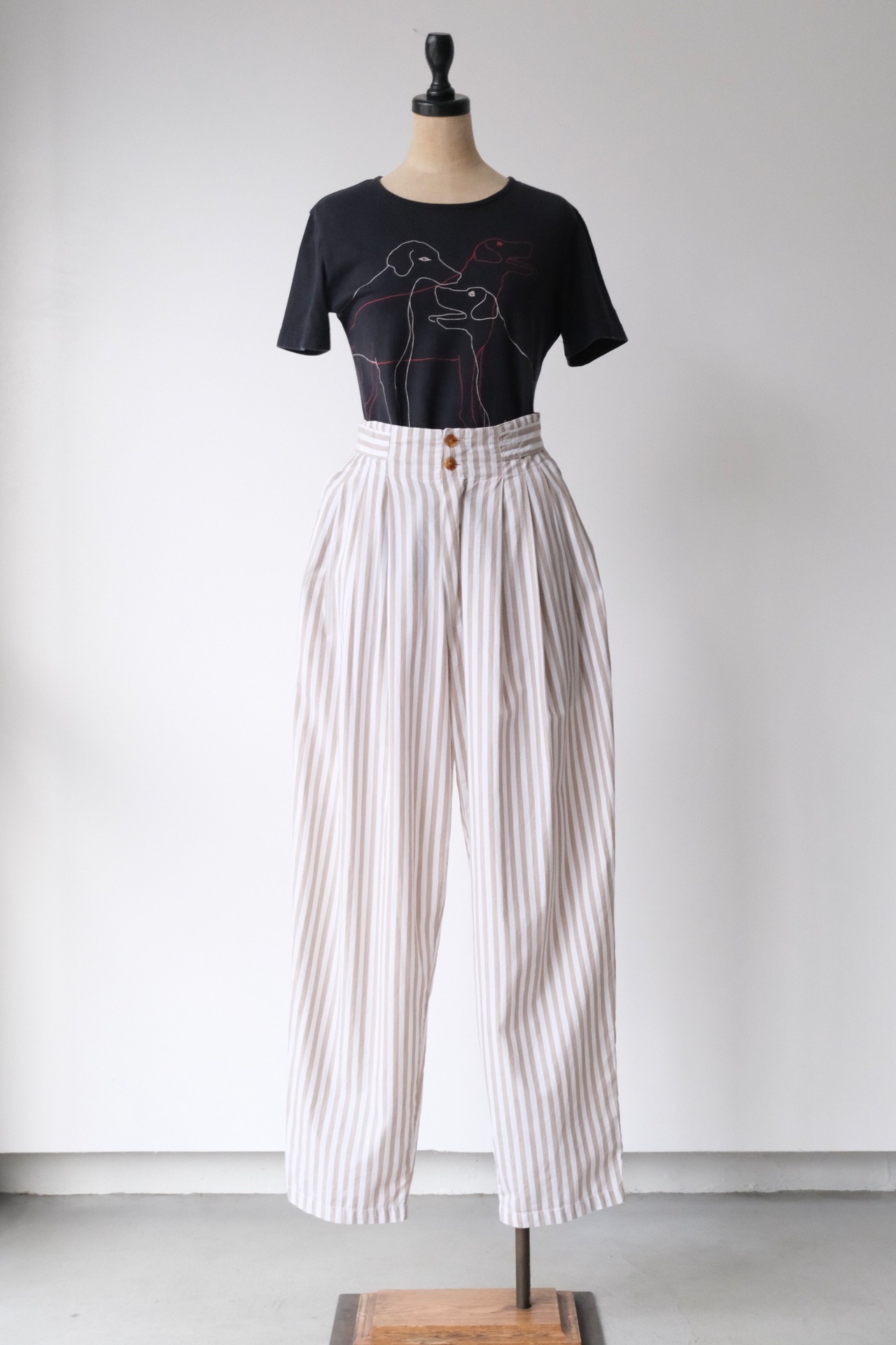 Striped Cotton High-Waist Trousers