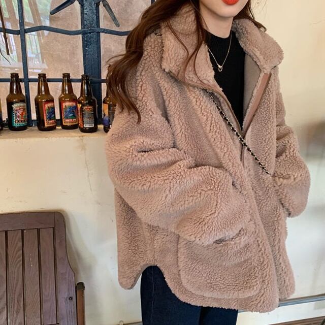 送料無料】ボアジャケット ブルゾン アウター ビッグシルエット