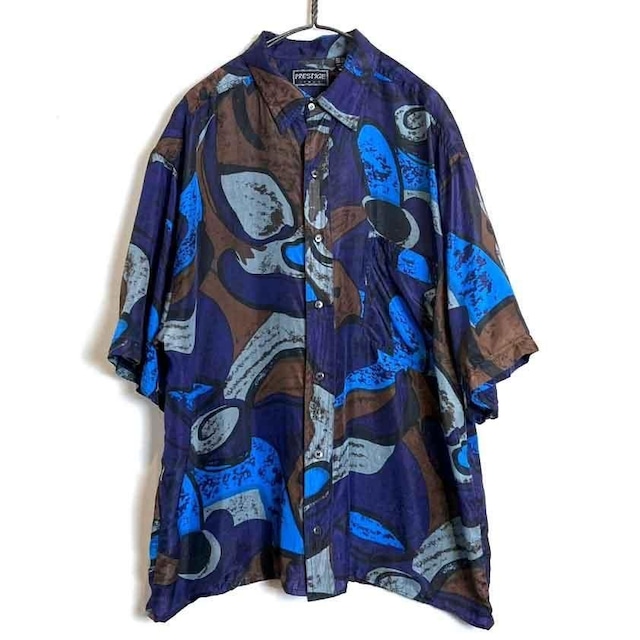 【PRESTIGE】Vintage S/S Art Pattern Silk Shirt【1990s-】