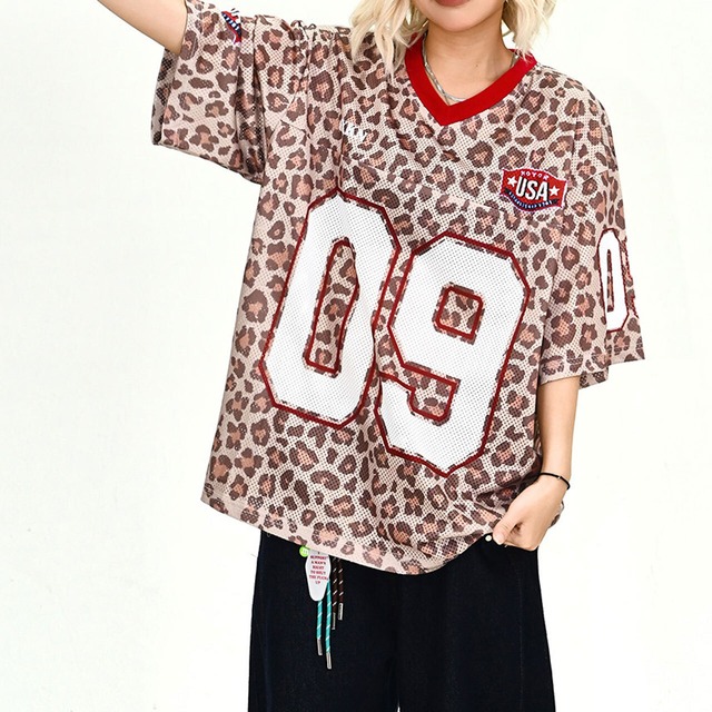 レオパードパターンナンバリングTシャツ 1col   R02192