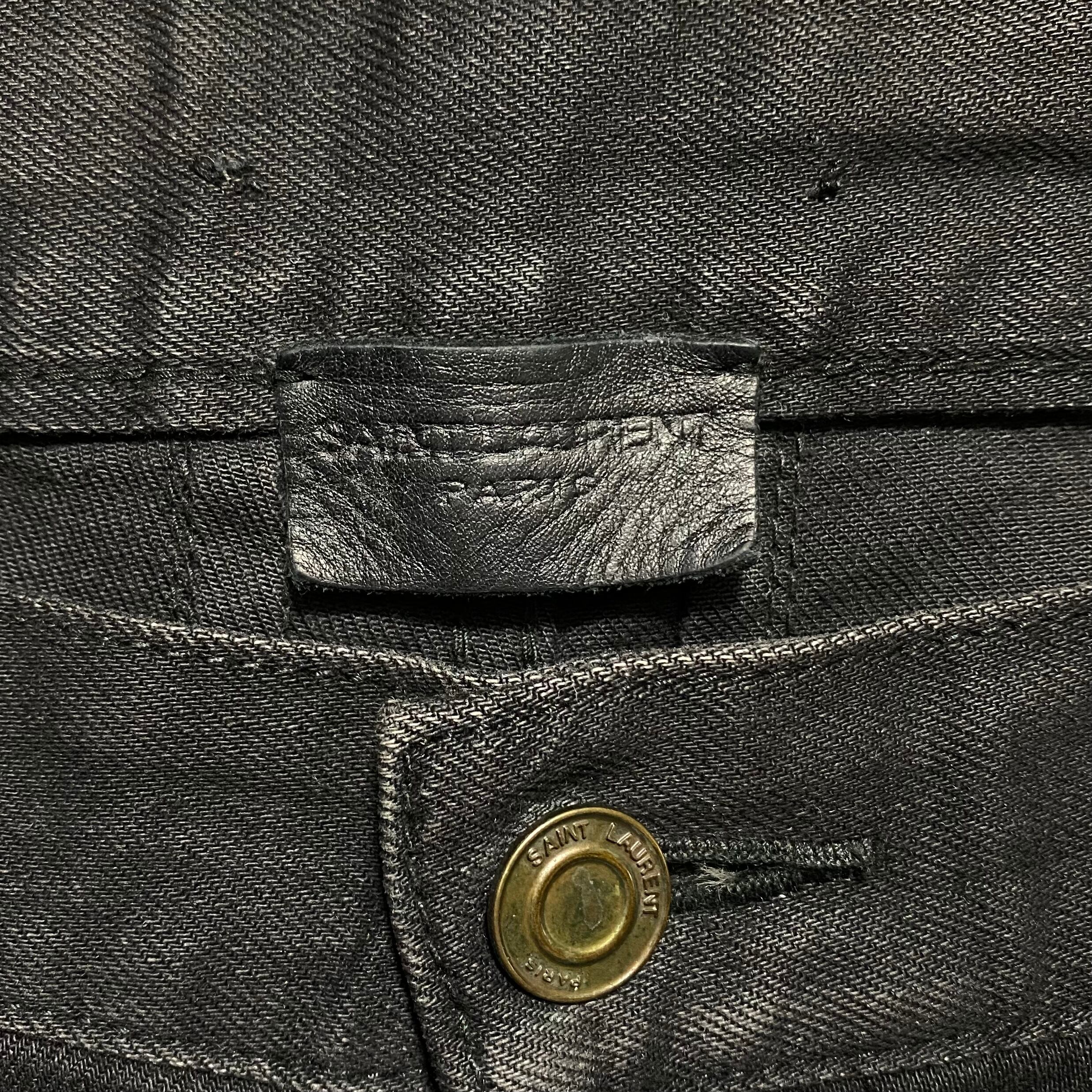 SAINT LAURENT PARIS black denim skinny pants designed by Hedi 