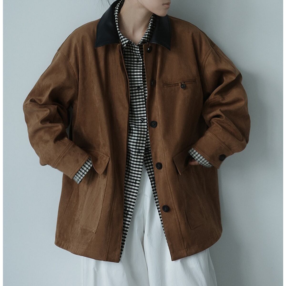 Minimal Bi-Color Collar Casual Jacket G1023