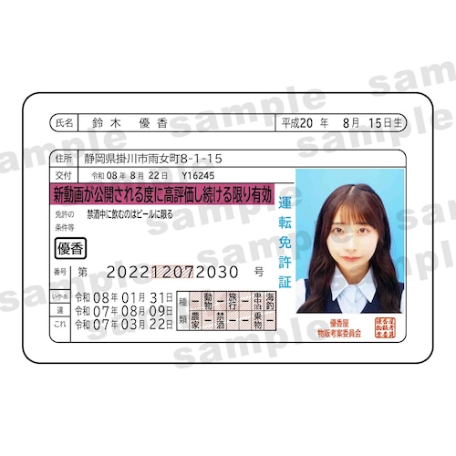 鈴木優香免許証マグネットシート