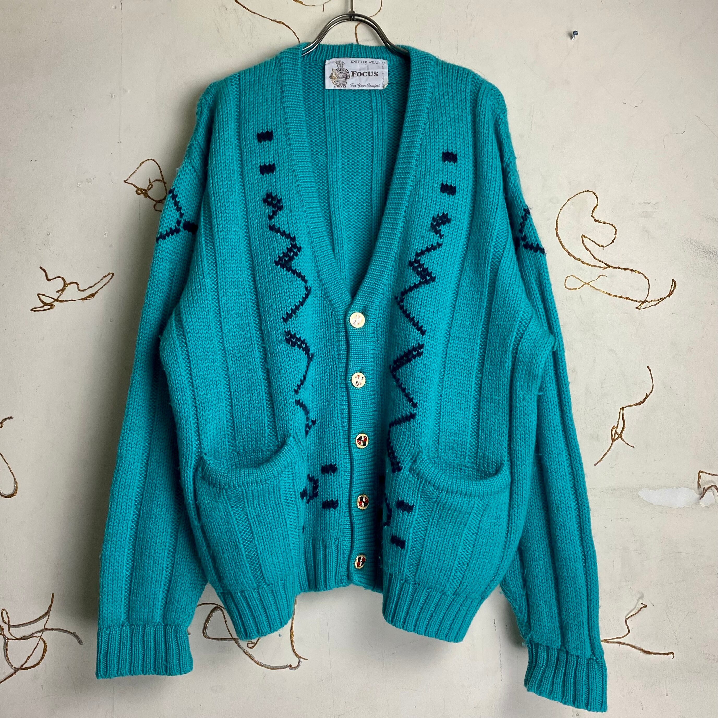 old low gauge knit cardigan “tiffany blue” | NOIR ONLINE