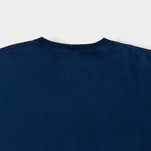 【Carhartt】長袖Tシャツ ロンT ロングスリーブ long sleeveワンポイントロゴ ポケットTシャツ ポケt 2XL ビッグシルエット ゆるだぼ ネイビー US古着