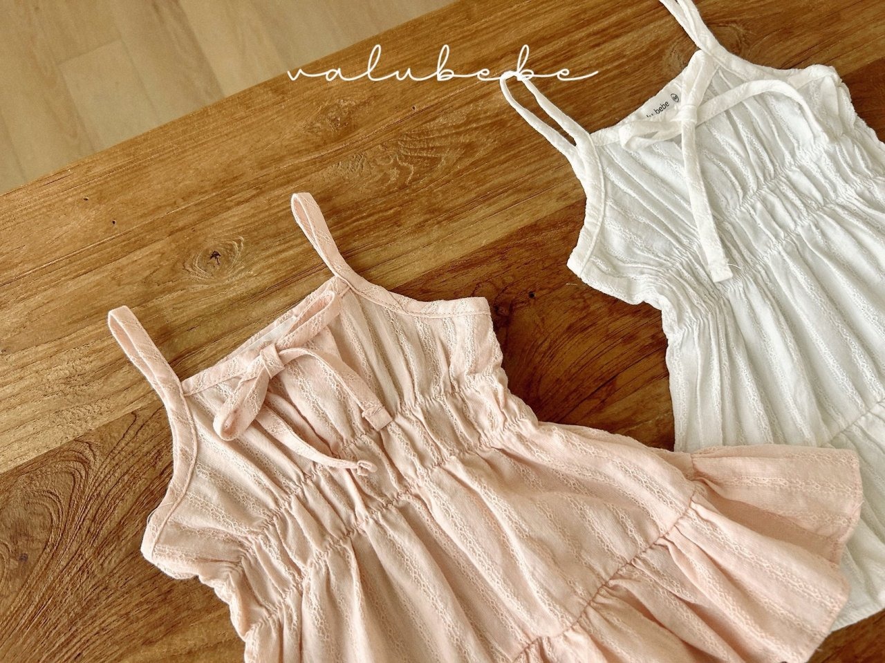 [valubebe] Shirred tie dress / [벨루베베] 셔링끈원피스