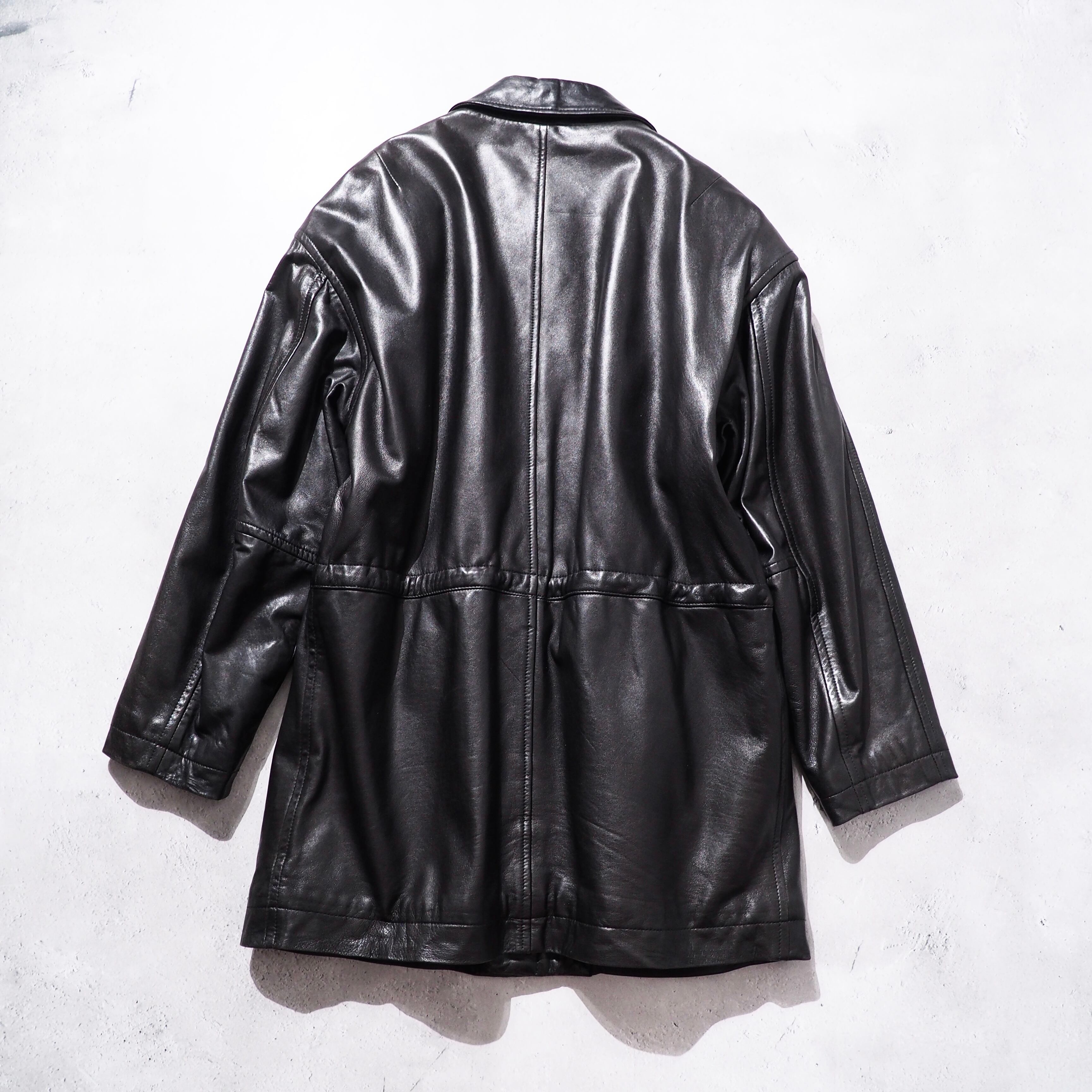 1990s ” 極上 ” Special Black Lamb leather vintage half coat jacket