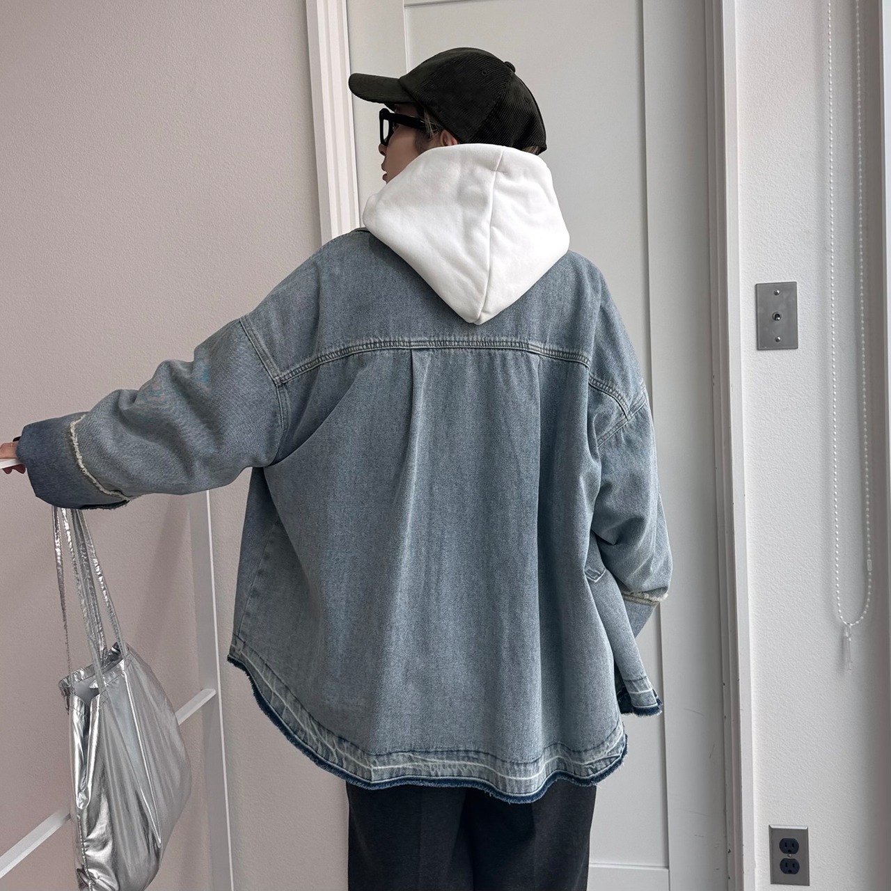 【受注予約：1月下旬入荷予定】W zip フリンジツイルデニムオーバーJK/ブルー