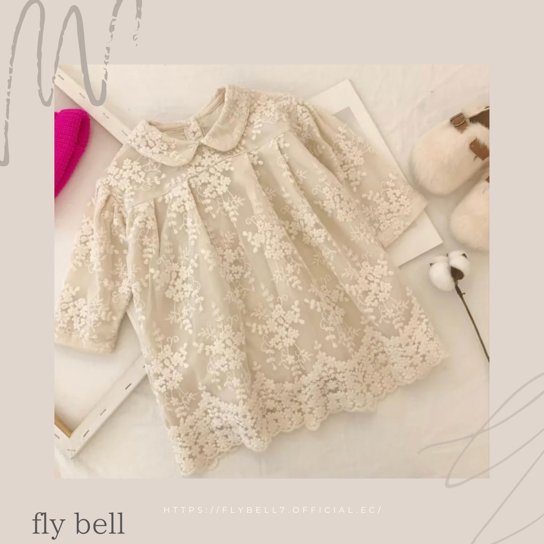 再入荷 ラウンドカラーレースワンピース》》》》》海外子供服 レース 女の子 キッズ ベビー ドレス