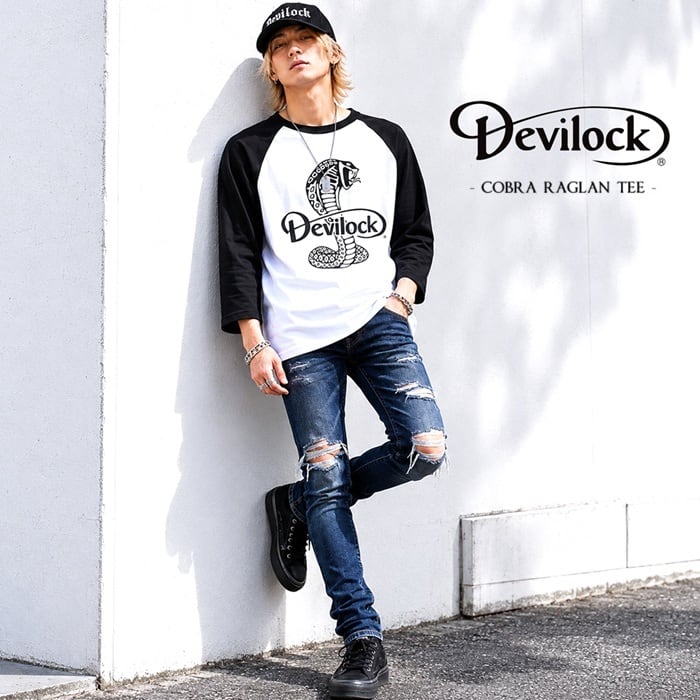 10%OFF SALE】DEVILOCK デビロック「COBRA RAGLAN TEE」ラグランT