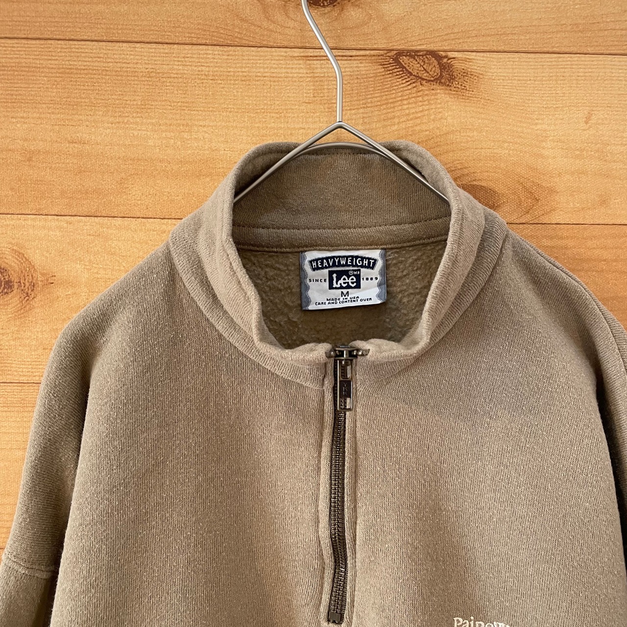 【Lee】90s USA製 企業系 ハーフジップ スウェット Paine Webber 銀行 刺繍ロゴ M ヘビーウェイト HEAVYWEIGHT  US古着