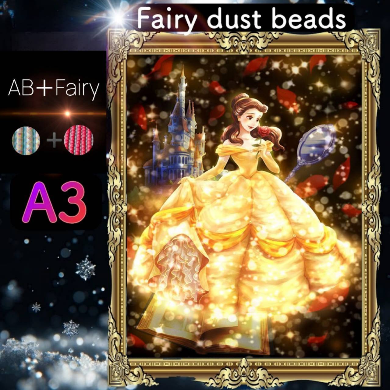 AB(オーロラ)+fairy各3色入り!四角ビーズ AB+fairy68ダイヤモンドアート