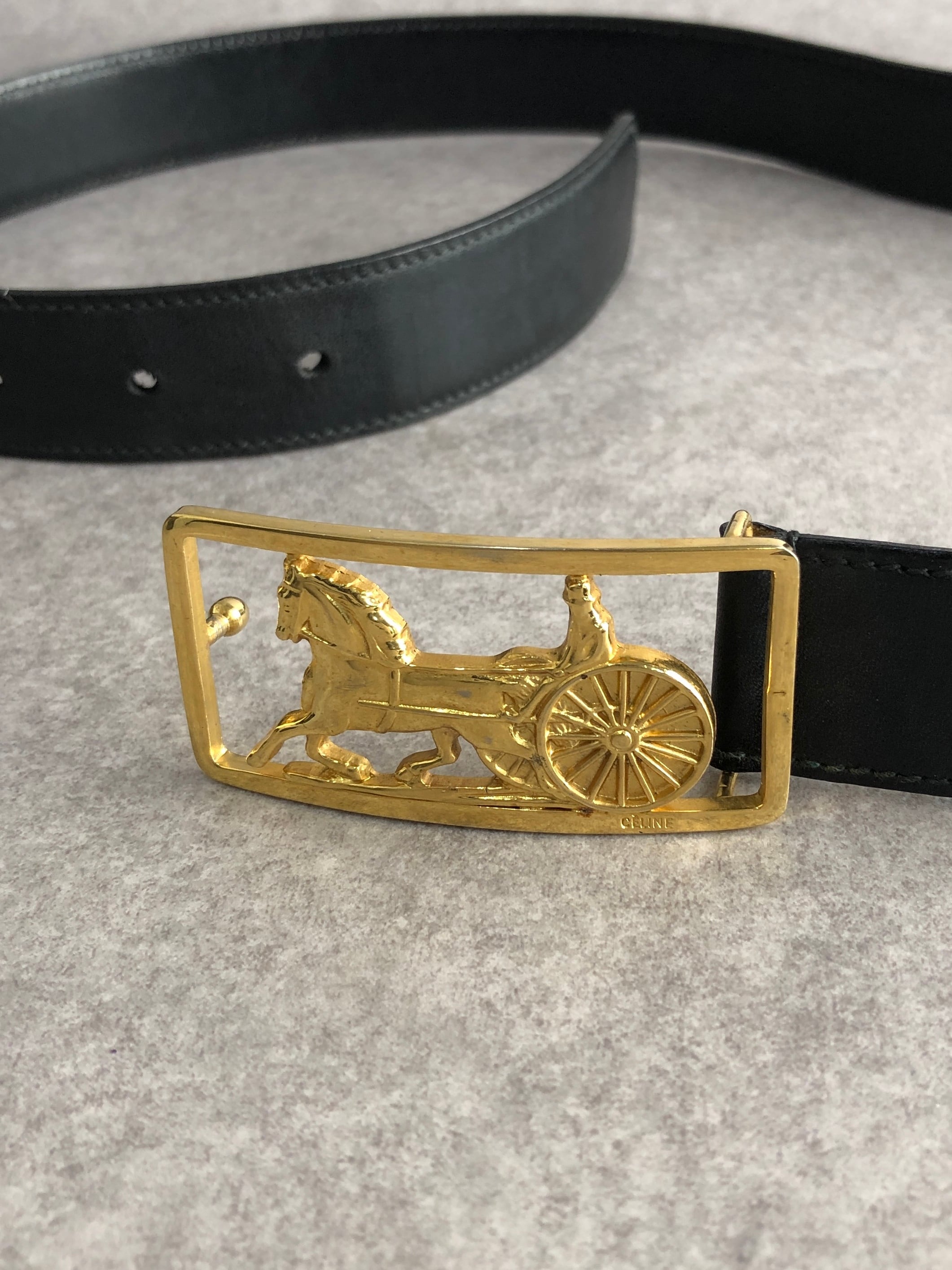 CELINE セリーヌ ベルト ブラック 馬車 ホースキャリッジ vintage