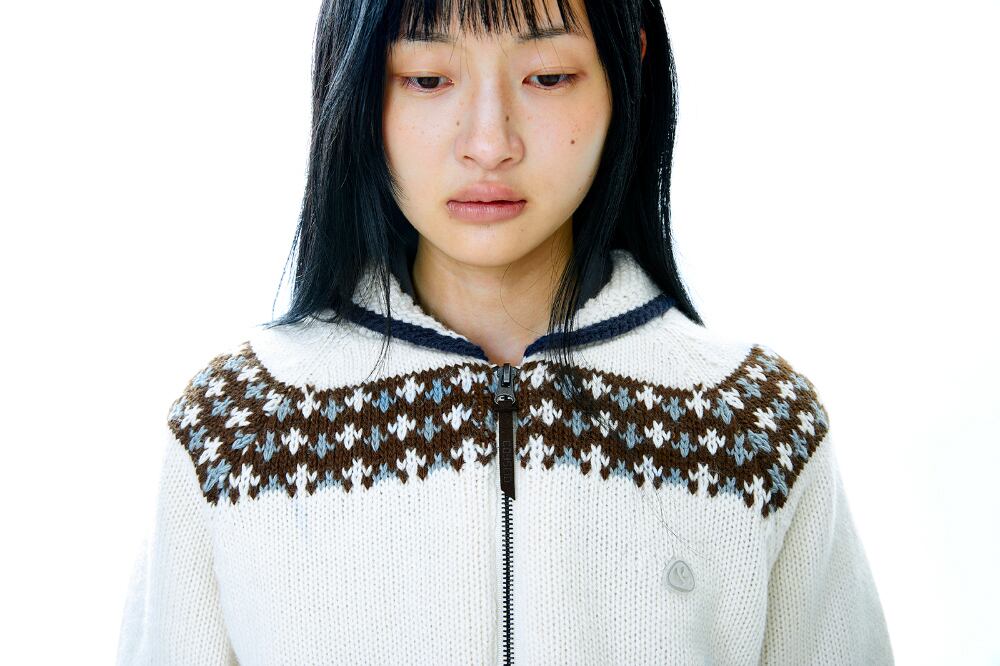 COYSEIO] MOSSY COWICHAN KNIT JACKET IVORY 正規品 韓国ブランド 韓国