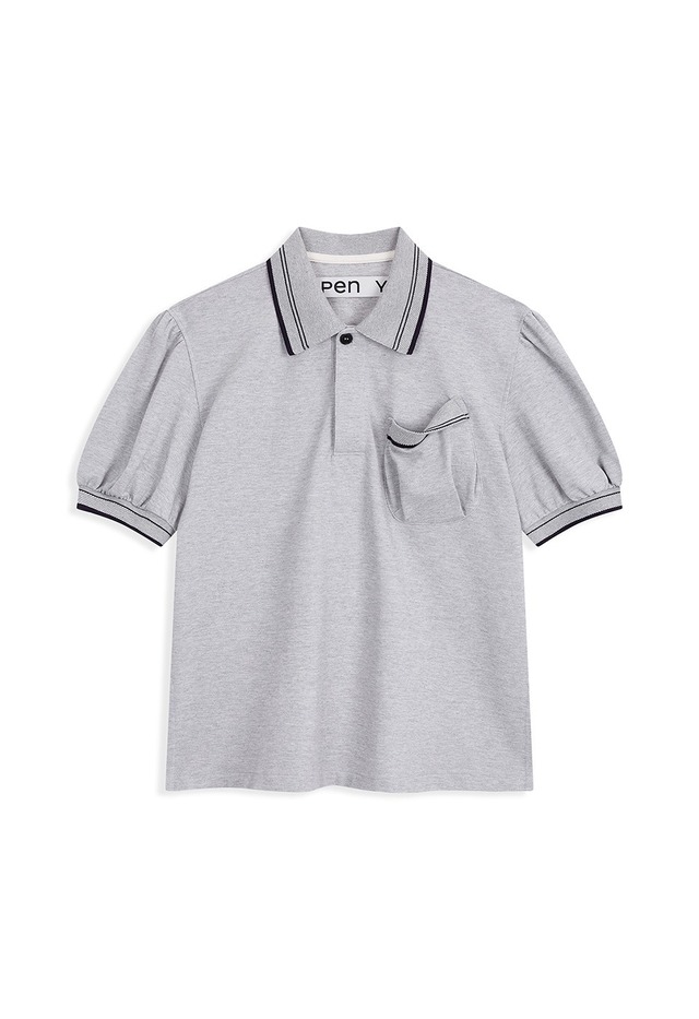 [OPEN YY] PUFFY PIQUÉ POLO, GRAY 正規品 韓国ブランド 韓国通販 韓国代行 韓国ファッション オープン ワイワイ 日本 店舗