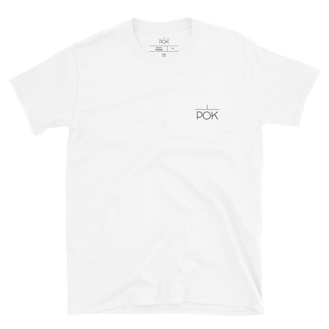 POK LOGO" ショートスリーブ ユニセックスTシャツ ブラックテキスト | おしゃれなデザインTシャツ POK