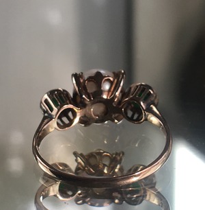 ヴィンテージ あこや本真珠と翡翠のクラシカルリング