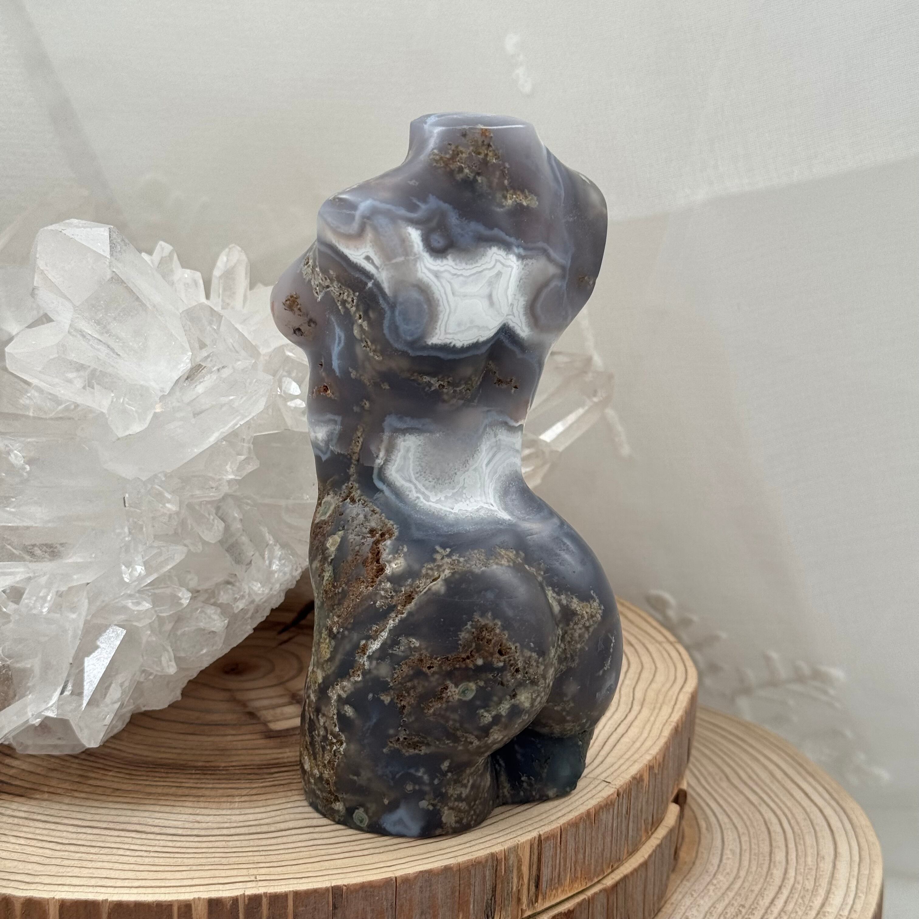 パープルモスアゲートボディ＊231165＊天然石カービング＊トルソー