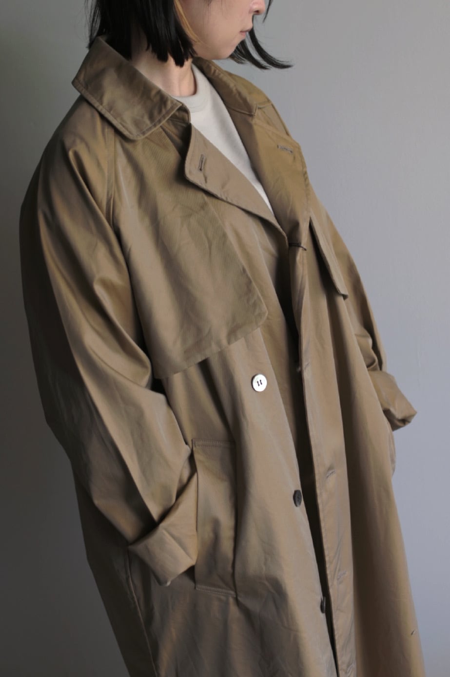 TISSU 】 UNISEX HIGH DENSITY EFFORTLESS TRENCH［キャメル］ | nuno