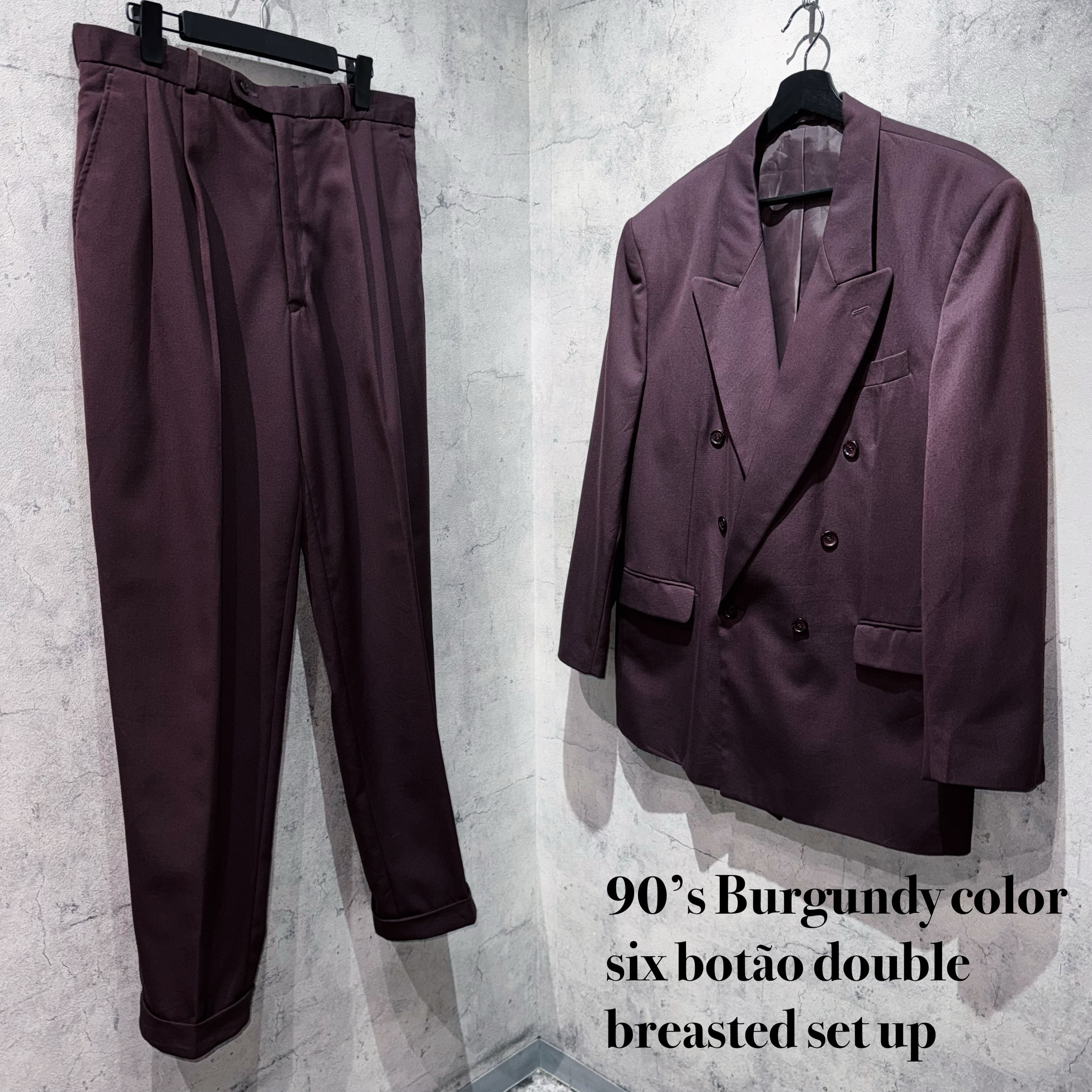 90’s Burgundy color six botão double breasted set up