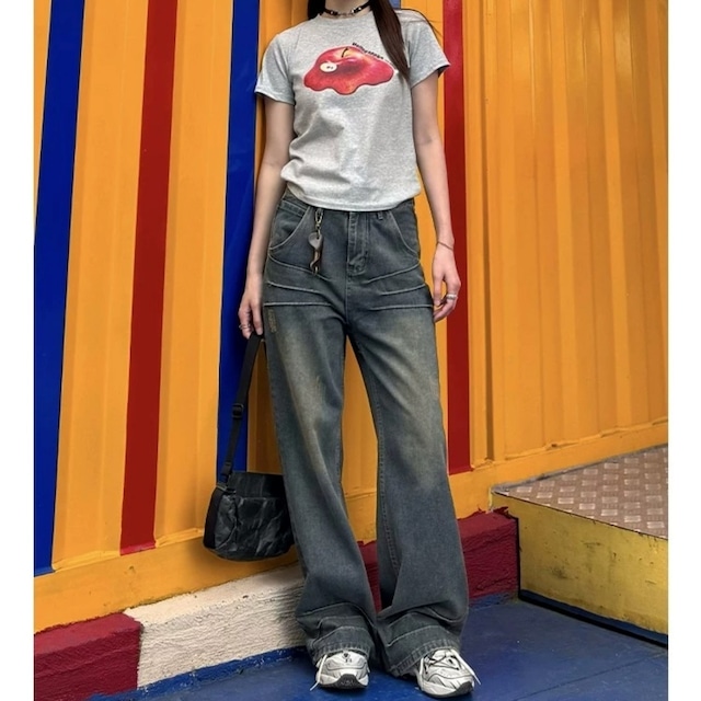 メルティングアップルグラフィックショートTシャツ 2col R02453