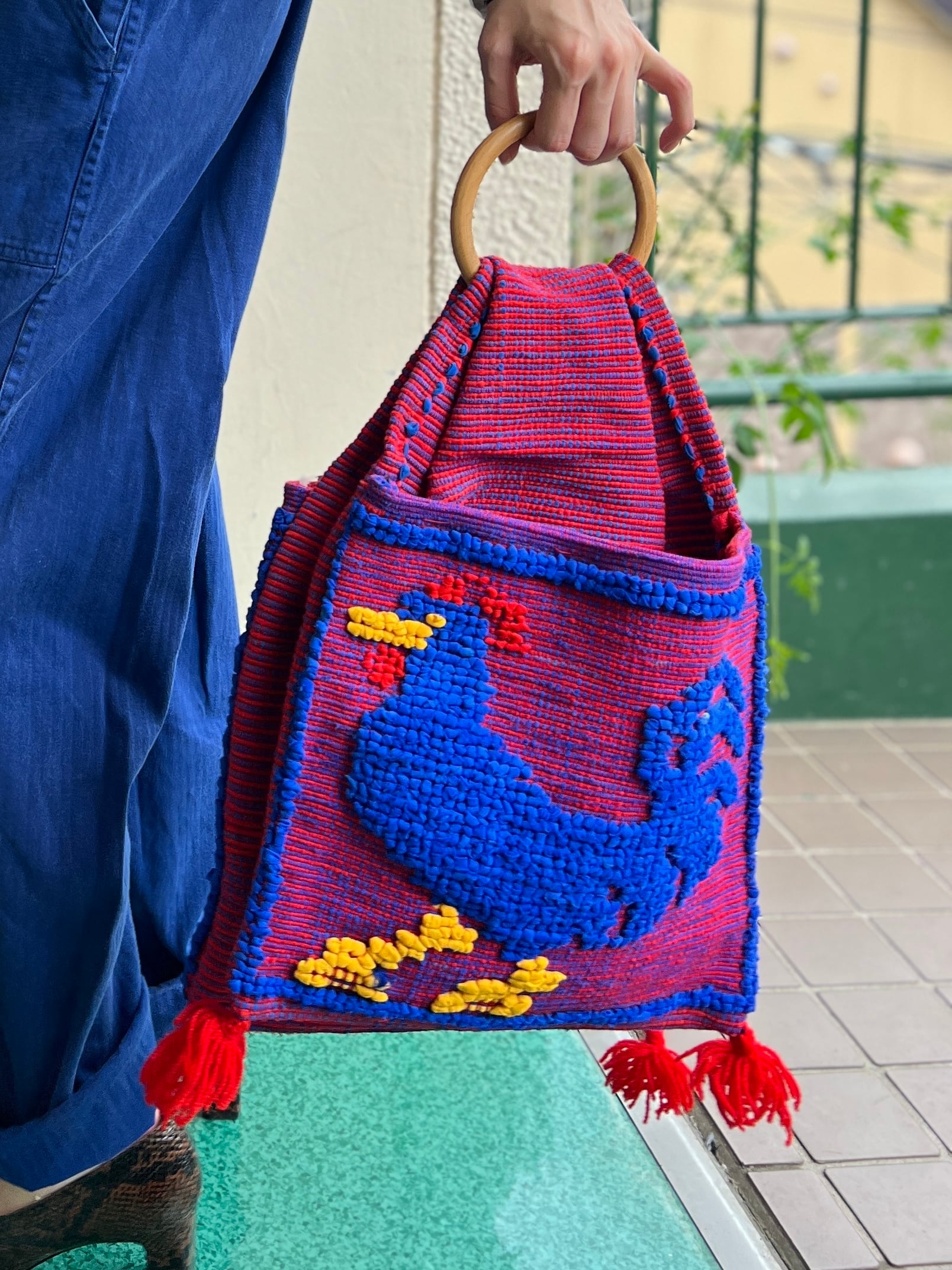 Vintage handmade bird bag ( ヴィンテージ ハンドメイド 鳥 × ウッド