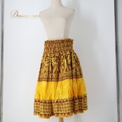 フラダンス 衣装 パウスカート イエロー系 パウスカートショップ 日本製 ハイビスカス柄 カヒコ柄 ハワイアンプリント アロハ フラ ダンス レッスン 練習 シングル スカート フレア 華やか 鮮やか 明るい かわいい おしゃれ ブラウン系 黄 アロハシャツ フラダンス練習着 イエロープリント ハワイアンデザイン トロピカルスタイル