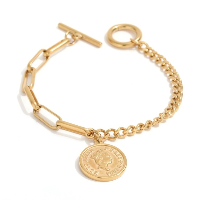 316L coin bracelet【gold】#b15