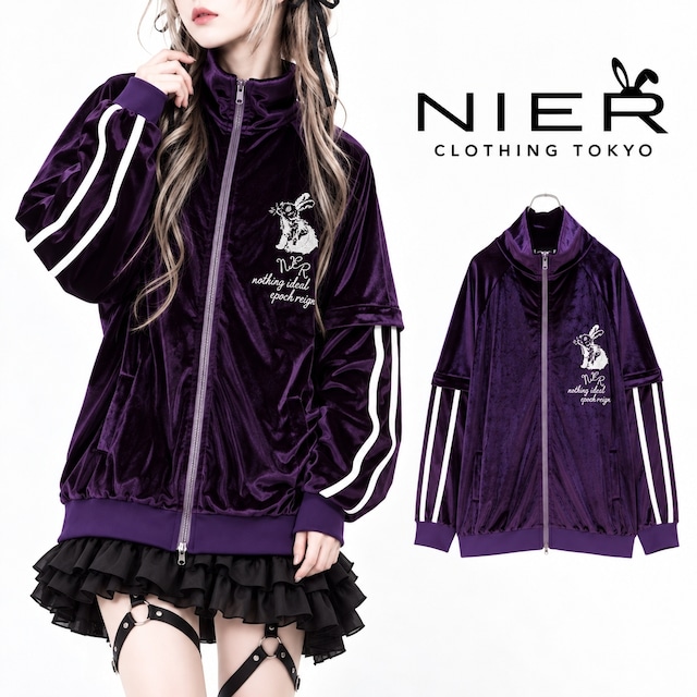 高品質3WAY PURPLE ベロアトラックジャケット -DOUBLE ZIP-