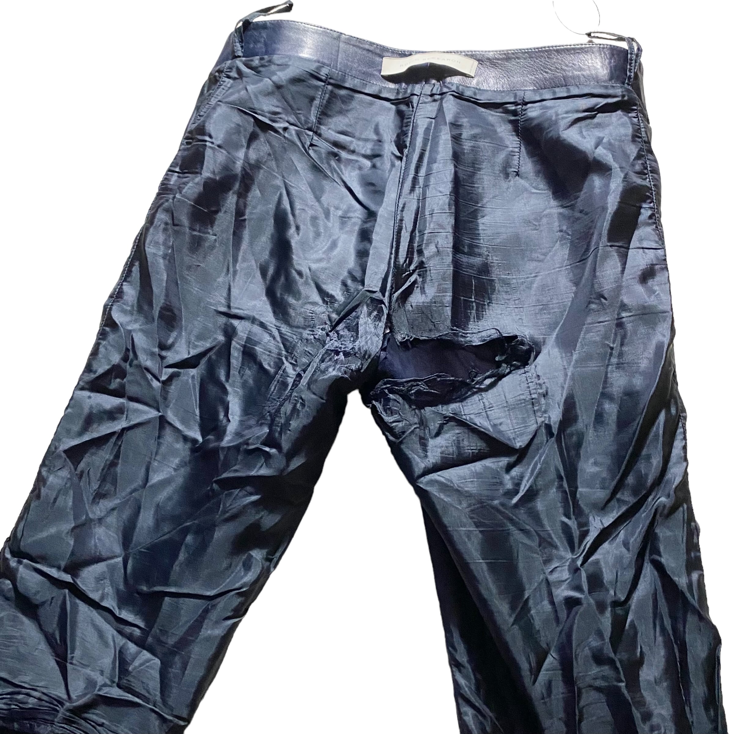 RUFFO 総レザーパンツ vintage RUFFO RESARCH navy lamb leather pants | NOIR ONLINE