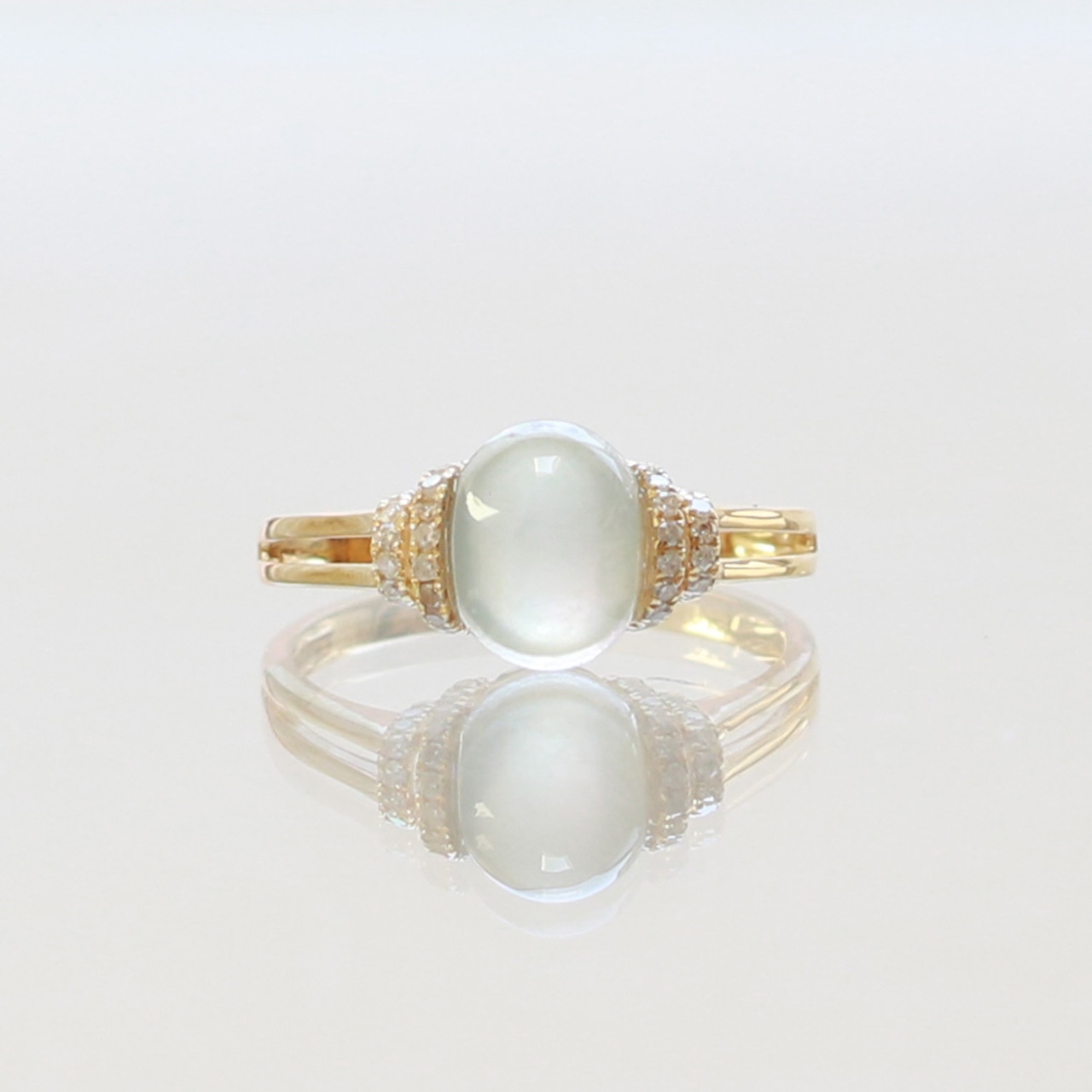 氷翡翠リング K10YG ice jade side diamond A貨翡翠 jd_rg2049